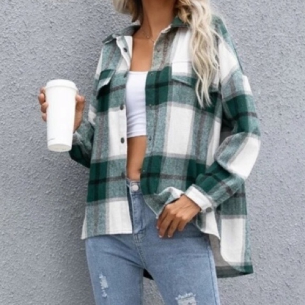 New plaid Flannel button down jacket